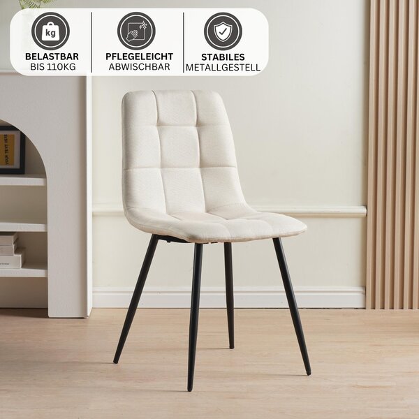 Jídelní židle Albatros sada 4 ks BORA Beige - Pohodlná čalouněná židle pro moderní a stylový design u jídelního stolu - Kuchyňská židle nebo židle do jídelny s vysokou nosností až 110 kg