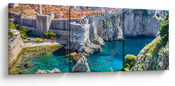 Obraz - Dubrovník (s hodinami) (90x30 cm)