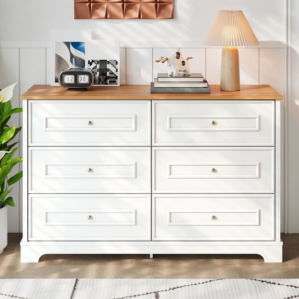 Fortuna Lai Moderní příborník se šesti zásuvkami, minimalistický design, vhodný do obývacího pokoje, jídelny nebo předsíně. Rozměry: 120 x 40 x 76 cm
