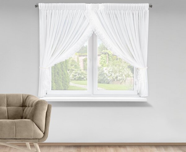 ZÁCLONA NA PÁSCE LUISA 400X160 CM BÍLÁ