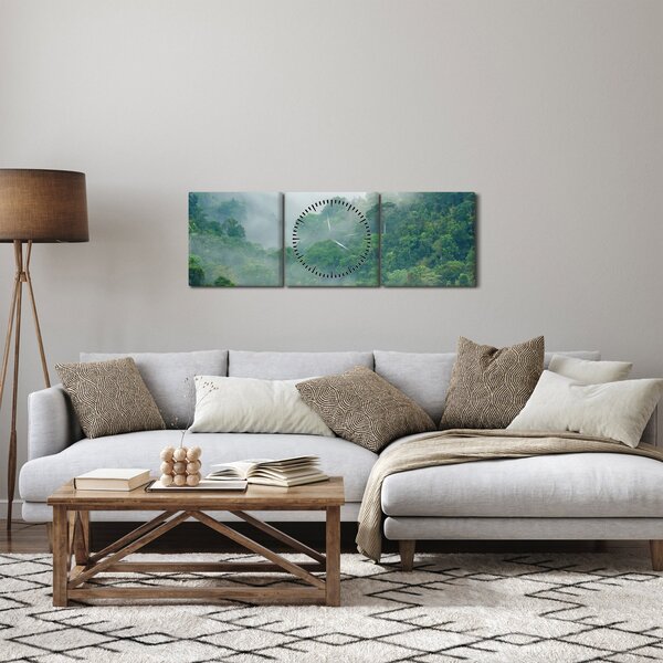 Obraz - Ranní mlha (s hodinami) (90x30 cm)