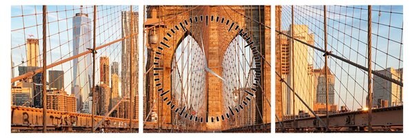 Obraz - Brooklynský most (s hodinami) (90x30 cm)