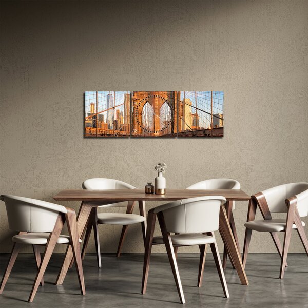 Obraz - Brooklynský most (s hodinami) (90x30 cm)
