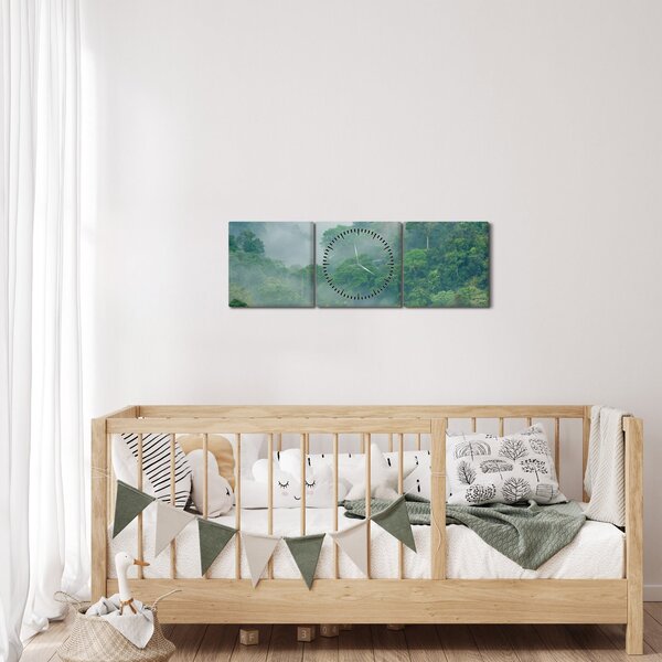 Obraz - Ranní mlha (s hodinami) (90x30 cm)