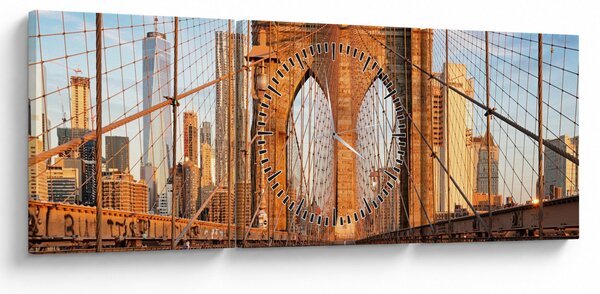 Obraz - Brooklynský most (s hodinami) (90x30 cm)