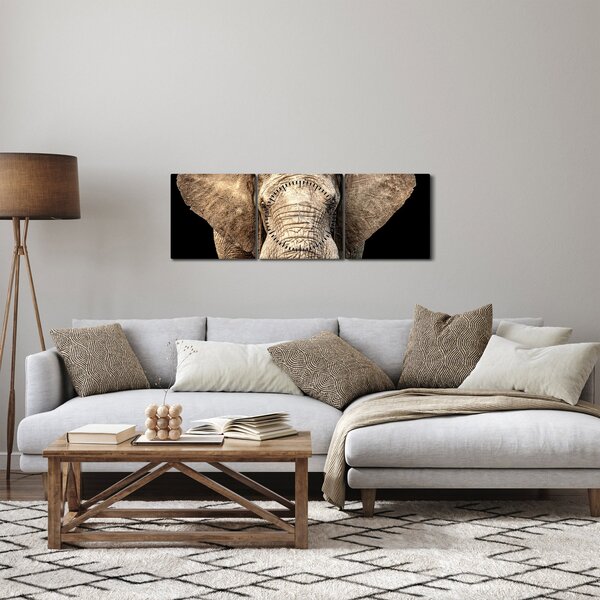 Obraz - Slon africký (s hodinami) (90x30 cm)