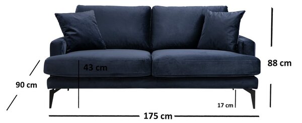 Hanah Home 2-místná pohovka Papira 175 cm námořnická modrá