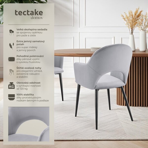 Tectake® Sachel křeslo v sametovém vzhledu, čalouněné 57 x 61,5 x 87,5 cm