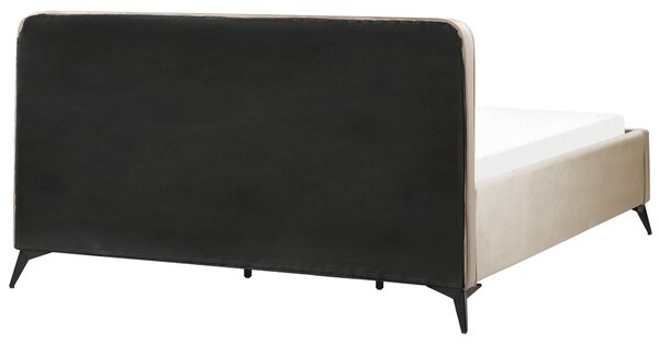 Postel Umělý samet VALOGNES 180 x 200 cm Taupe