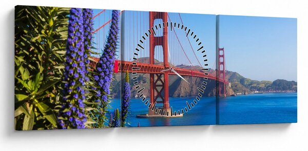 Obraz - Golden Gate Bridge, San Francisco (s hodinami) (90x30 cm)