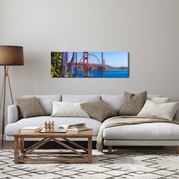Obraz - Golden Gate Bridge, San Francisco (s hodinami) (90x30 cm)