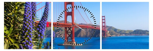 Obraz - Golden Gate Bridge, San Francisco (s hodinami) (90x30 cm)