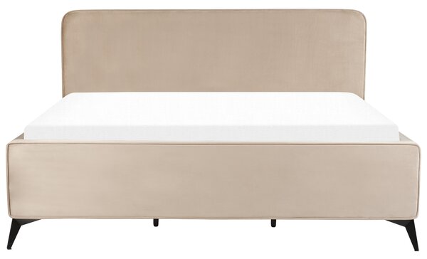 Postel Umělý samet VALOGNES 180 x 200 cm Taupe
