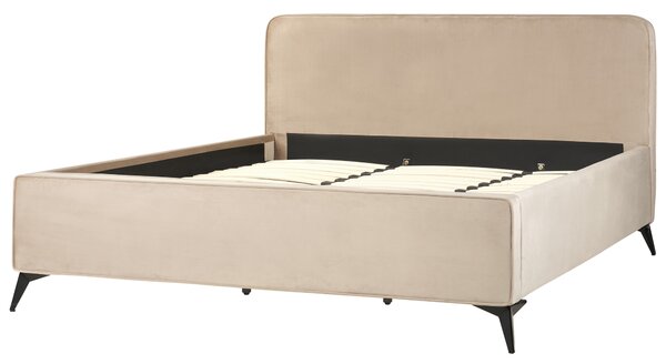 Postel Umělý samet VALOGNES 180 x 200 cm Taupe