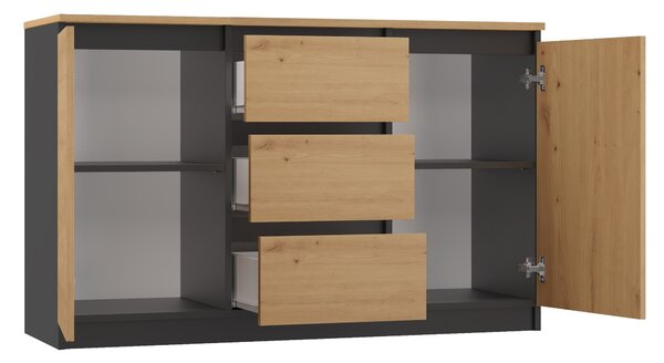 Topeshop COSTA ANT/ART BA KPL, Antracit, Dub, 6 zásuvka/zásuvek, Dřevotřískové desky, Moderní, Dřevotřískové desky