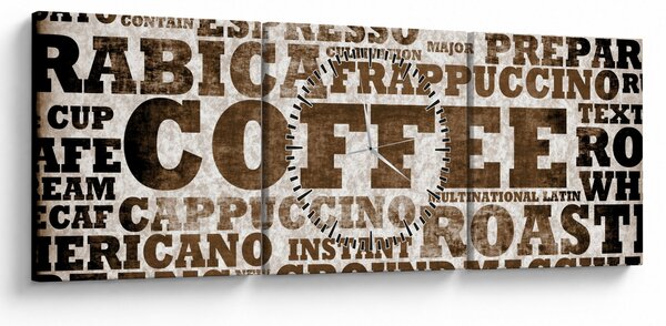 Obraz - Coffee (s hodinami) (90x30 cm)