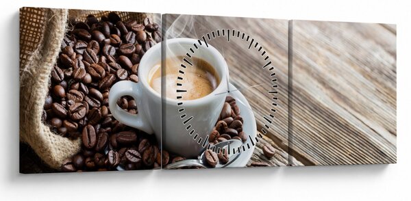 Obraz - Espresso (s hodinami) (90x30 cm)