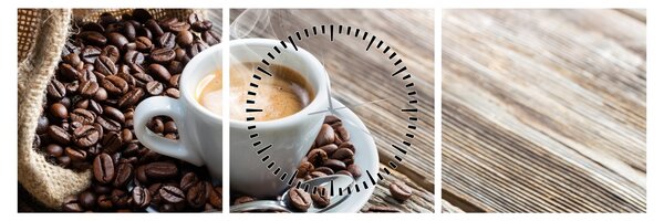 Obraz - Espresso (s hodinami) (90x30 cm)