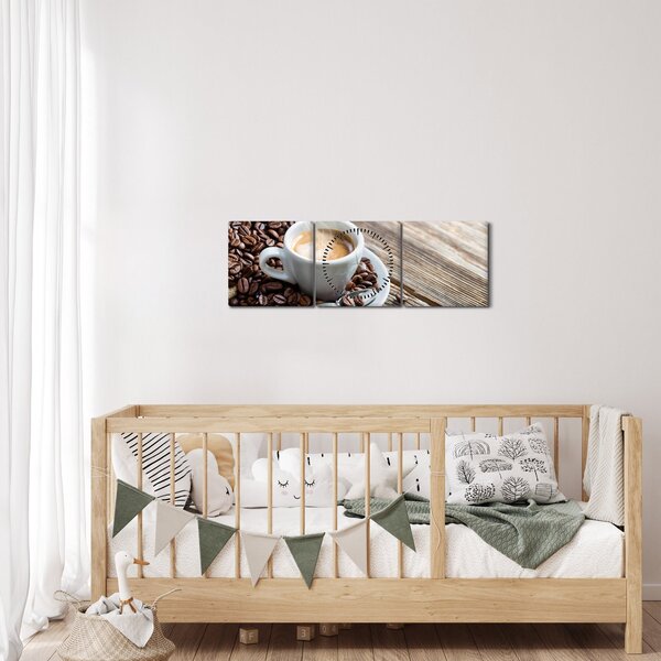 Obraz - Espresso (s hodinami) (90x30 cm)