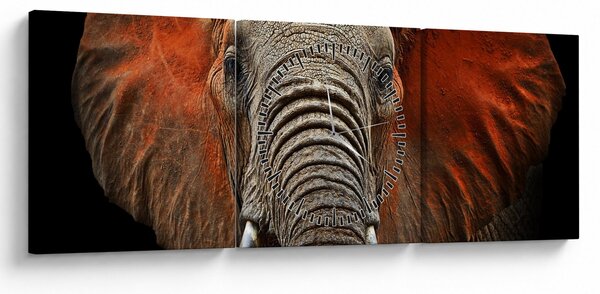 Obraz - Sloni z Tsavo (s hodinami) (90x30 cm)