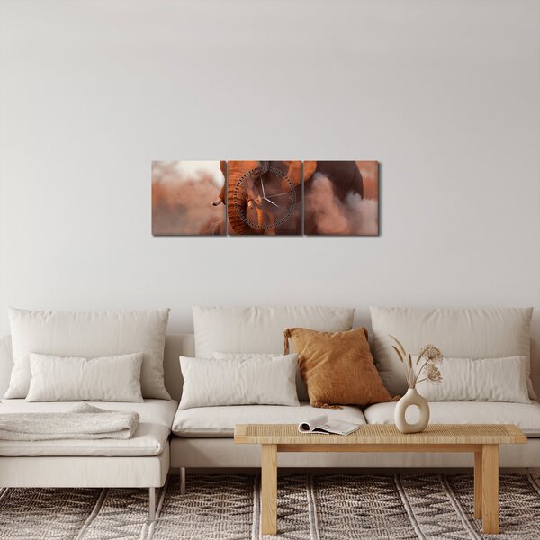 Obraz - Velký slon africký (s hodinami) (90x30 cm)