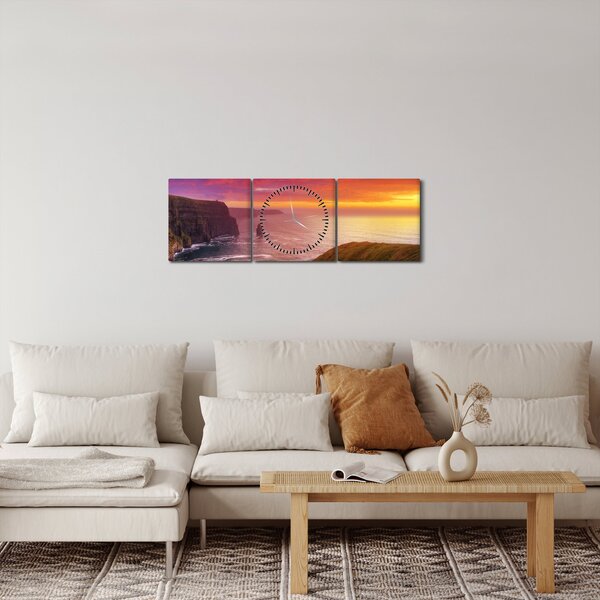 Obraz - Moherské útesy (s hodinami) (90x30 cm)
