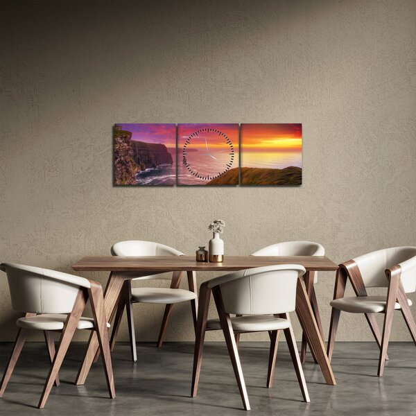 Obraz - Moherské útesy (s hodinami) (90x30 cm)