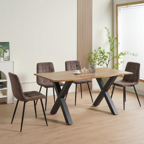 Jídelní židle Albatros sada 4 ks BORA hnědá - Pohodlná čalouněná židle pro moderní a stylový design u jídelního stolu - Kuchyňská židle nebo židle do jídelny s vysokou nosností až 110 kg
