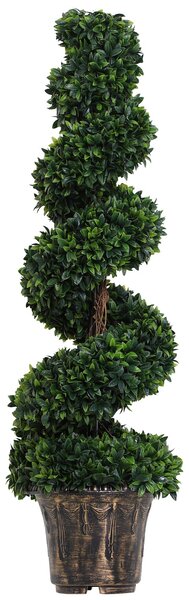 Umělý spirálový buxus Outsunny (Ø32cm x 120cm), Zelená dekorace pro interiér a exteriér, vč. květináče | Aosom