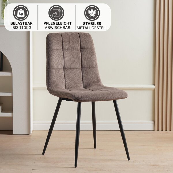 Jídelní židle Albatros sada 4 ks BORA hnědá - Pohodlná čalouněná židle pro moderní a stylový design u jídelního stolu - Kuchyňská židle nebo židle do jídelny s vysokou nosností až 110 kg