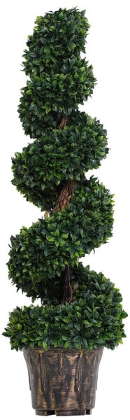 Umělý spirálový buxus Outsunny (Ø32cm x 120cm), Zelená dekorace pro interiér a exteriér, vč. květináče | Aosom