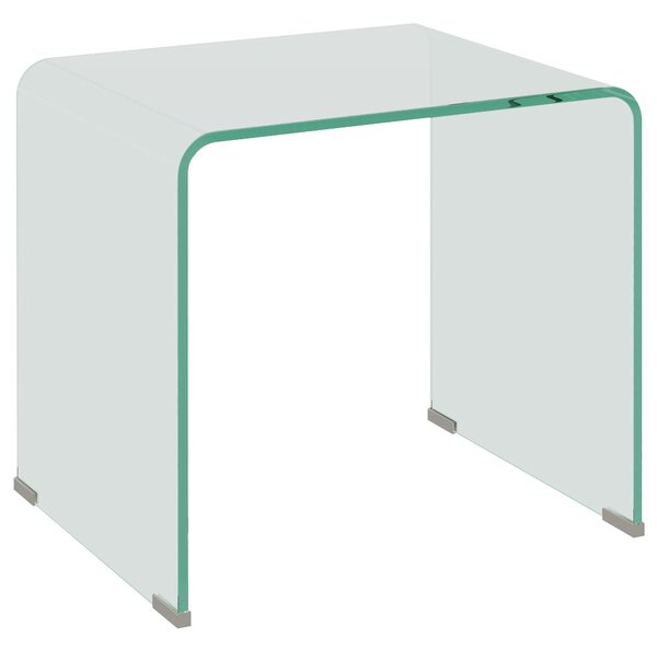 HOMCOM Moderní skleněný konferenční stolek s monoblok designem a protiskluzovými nohami, tvrzené sklo, 50x40x45 cm, průhledný | Aosom