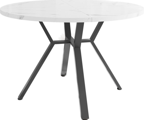 Sada jídelního stolu a židlí Fortuna Lai (5dílná), moderní, jednoduchá sada jídelního stolu a židlí z mramoru, nohy stolu z černého kovu + 4 ergonomické židle ze zeleného semiše