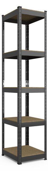 Kovový regál 180x40x40cm, lakovaný - černý, 5-policový, nosnost 875kg SMARTREGALY