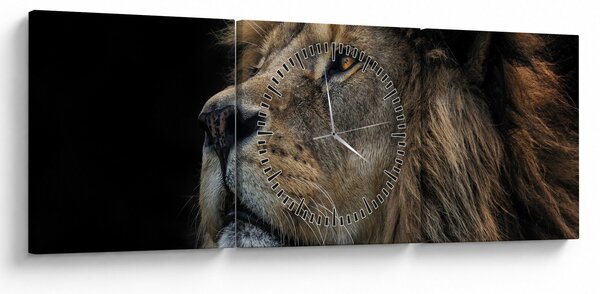 Obraz - Majestátní lev (s hodinami) (90x30 cm)