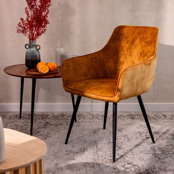 Židle do obývacího pokoje kancelářská židle čalouněná židle křeslo relaxační křeslo TV židle SATORI židle hořčice 58x62x79cm HOMLA