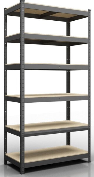 Kovový regál 220x90x45cm, lakovaný - černý, 6-policový, nosnost 870kg SMARTREGALY