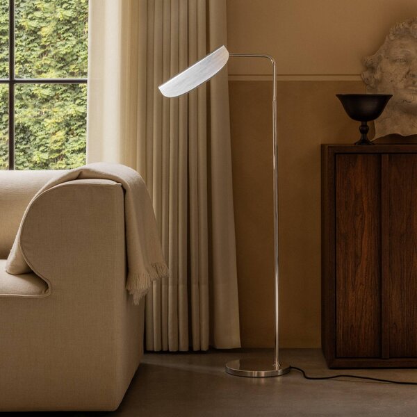 Audo Copenhagen Stojací lampa Wing, hliník, výška 113 cm, výškově nastavitelná, stmívatelný, Hliník / šedá / zinek, Obývací pokoj / jídelna, Hliník, Design