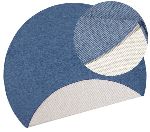 Hanse Home, DOPRODEJ: 140x140 (průměr) kruh cm Kusový koberec Twin-Wendeteppiche 103100 blue cream kruh – na ven i na doma, 140x140 (průměr) kruh, modrá, chodba / předsíň