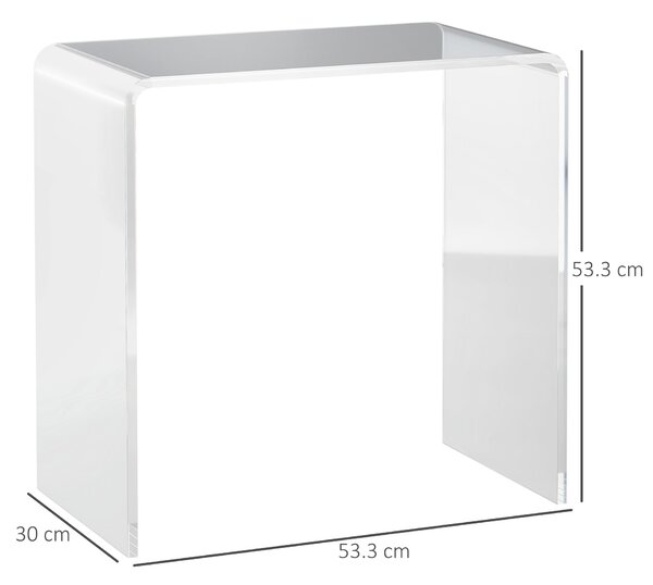 HOMCOM U-tvarovaný akrylový konferenční stolek, moderní stolek s hladkými hranami a zaoblenými rohy, 53,5x30,5x53,5 cm, průhledný | Aosom
