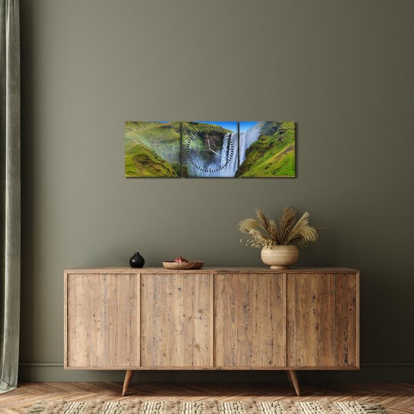 Obraz - Vodopád Seljalandsfoss (s hodinami) (90x30 cm)