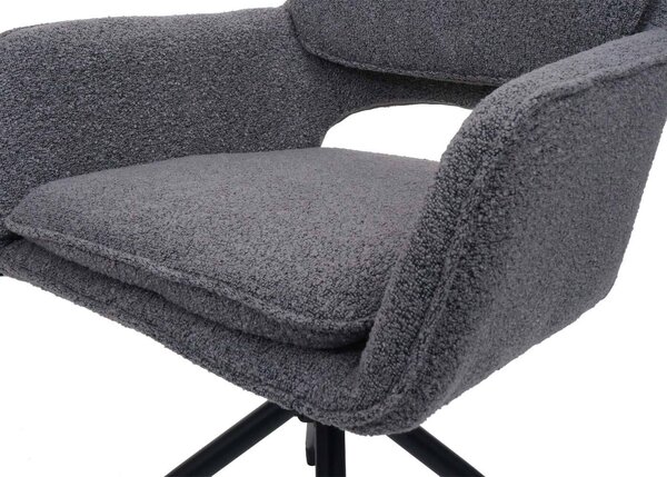 Sada 6 jídelních židlí HWC-N74, kuchyňská židle, otočná s automatickým návratem, tkanina bouclé (540g/m²) Oeko-Tex šedá