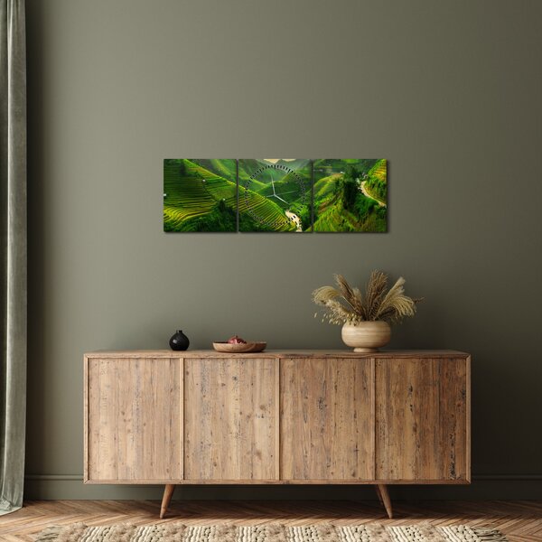 Obraz - Rýžové terasy Mu Cang Chai (s hodinami) (90x30 cm)
