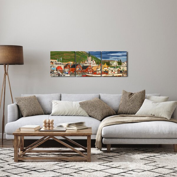 Obraz - Húsavík (s hodinami) (90x30 cm)