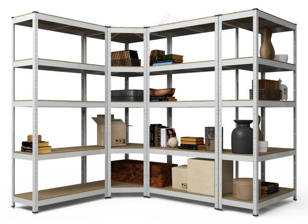 Kovový rohový regál 180x90x40x70cm, zinkovaný, 5-policový, nosnost 750kg SMARTREGALY