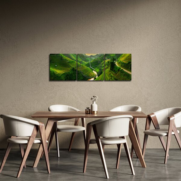 Obraz - Rýžové terasy Mu Cang Chai (s hodinami) (90x30 cm)