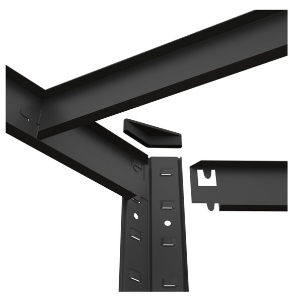 Kovový rohový regál 180x70x40x43cm, lakovaný - černý, 5-policový, nosnost 750kg SMARTREGALY