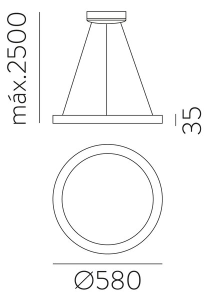 ACB Iluminacion Závěsné LED svítidlo GRACE, ⌀ 58 cm, 50W, CRI90 Barva: Černá, Teplota světla: 4000K - denní bílá, Stmívání, řízení: ON/OFF (bez stmívání)