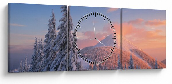 Obraz - Zimní krajina (s hodinami) (90x30 cm)