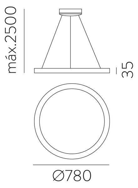 ACB Iluminacion Závěsné LED svítidlo GRACE, ⌀ 78 cm, 80W, CRI90 Barva: Černá, Teplota světla: 4000K - denní bílá, Stmívání, řízení: ON/OFF (bez stmívání)